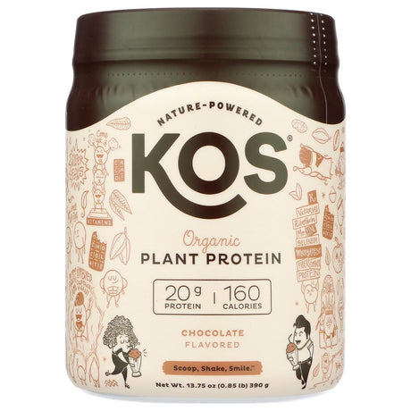 KOS: Organic Plant Protein Chocolate Powder, 13.75 oz - #tag1# - #tag2#