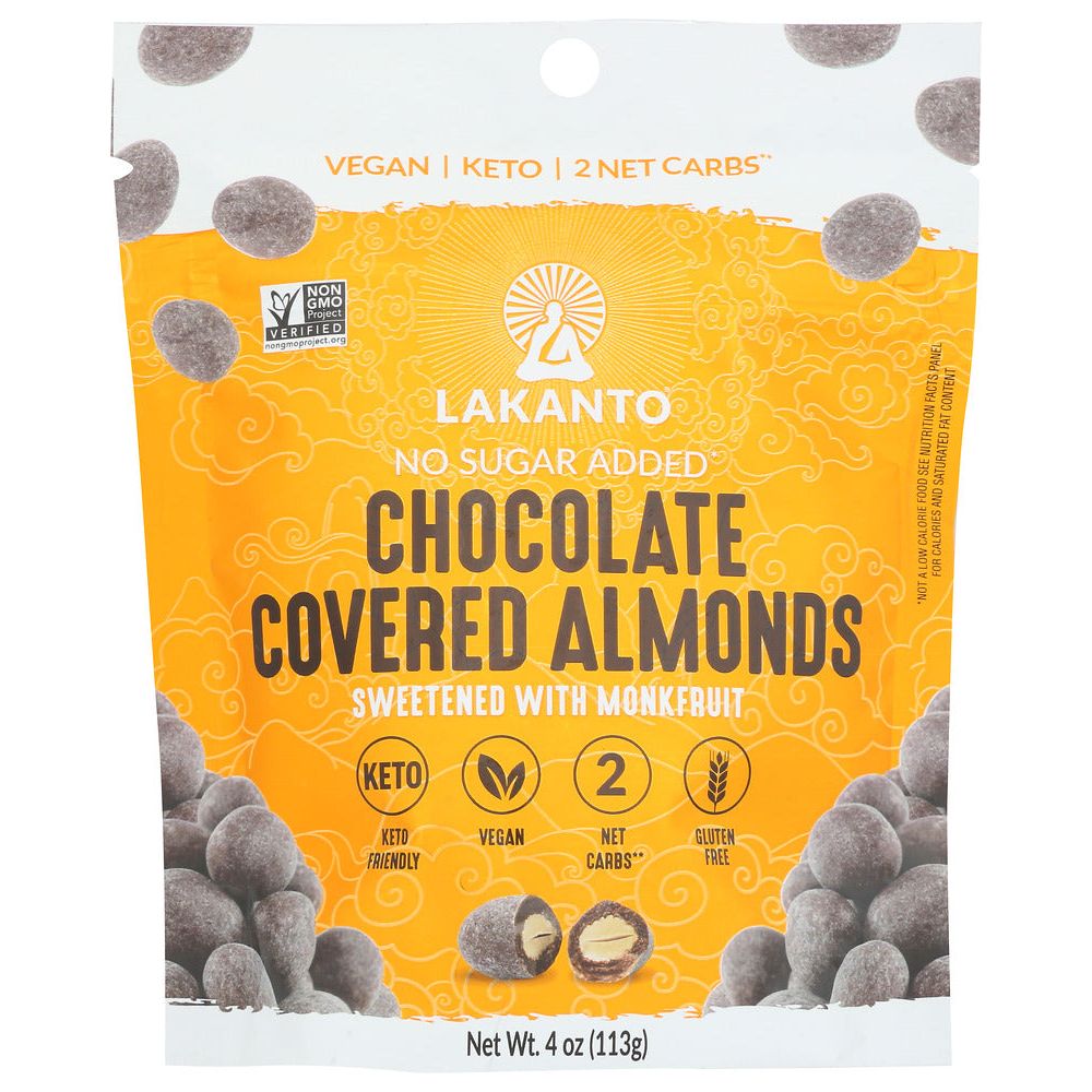 LAKANTO: Almonds Choc Covrd, 4 oz - #tag1# - #tag2#
