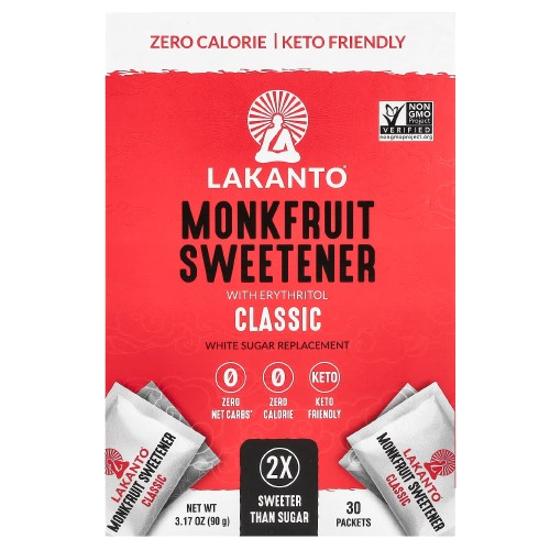 LAKANTO: Classic Monkfruit and Erythritol 2:1 Sweetener Packets White Sugar Replacement, 3.17 oz - Sunshine Co Op. - #tag1# - #tag2# - #tag3# - #tag4#