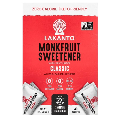 LAKANTO: Classic Monkfruit and Erythritol 2:1 Sweetener Packets White Sugar Replacement, 3.17 oz - Sunshine Co Op. - #tag1# - #tag2# - #tag3# - #tag4#