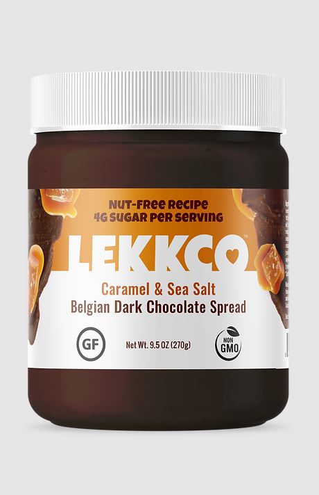 LEKKCO: Caramel Sea Salt Belgian Dark Chocolate Spread, 9.5 oz - #tag1# - #tag2#