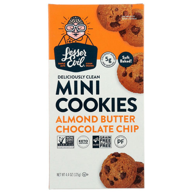 LESSER EVIL: Almond Butter Chocolate Chip Mini Cookies, 4.4 oz - #tag1# - #tag2#