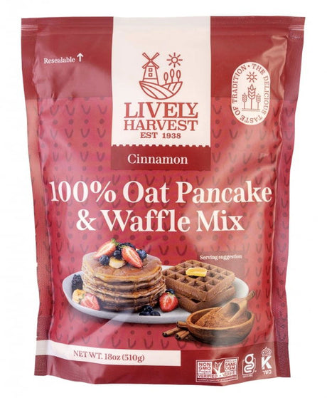 LIVELY HARVEST: Mix Oat Pancake Waffle Cinnamon, 17.99 oz - #tag1# - #tag2#