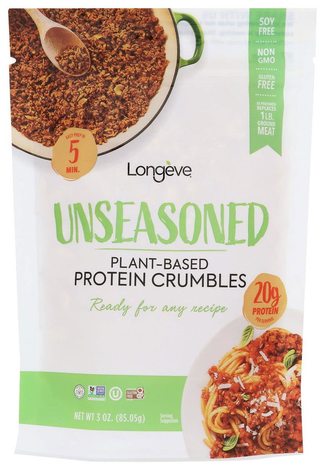 LONGEVE BRANDS: Unseasoned Plant-Based Meatless Crumbles, 3 oz - #tag1# - #tag2#