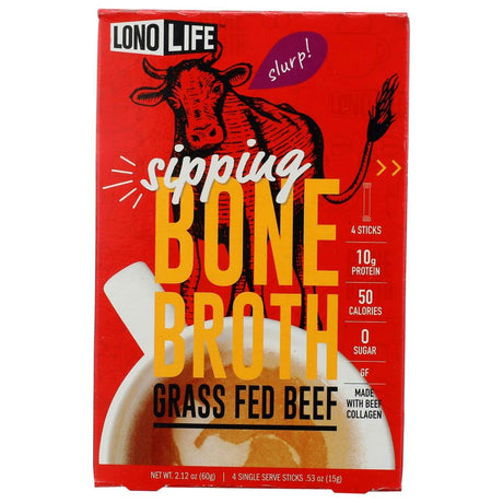 LONOLIFE: Grass Fed Beef Bone Broth 4Pk, 2.12 oz - Sunshine Co Op. - #tag1# - #tag2# - #tag3# - #tag4#