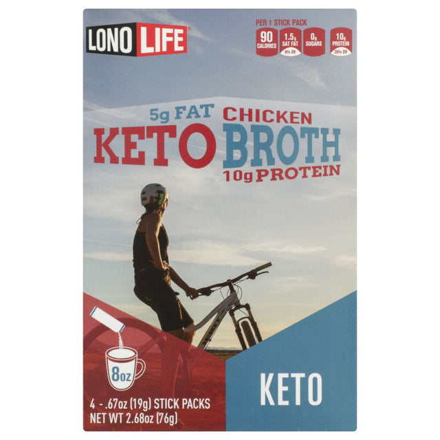 LONOLIFE: Keto Chicken Broth 4 Stick Packs, 2.68 oz - #tag1# - #tag2#