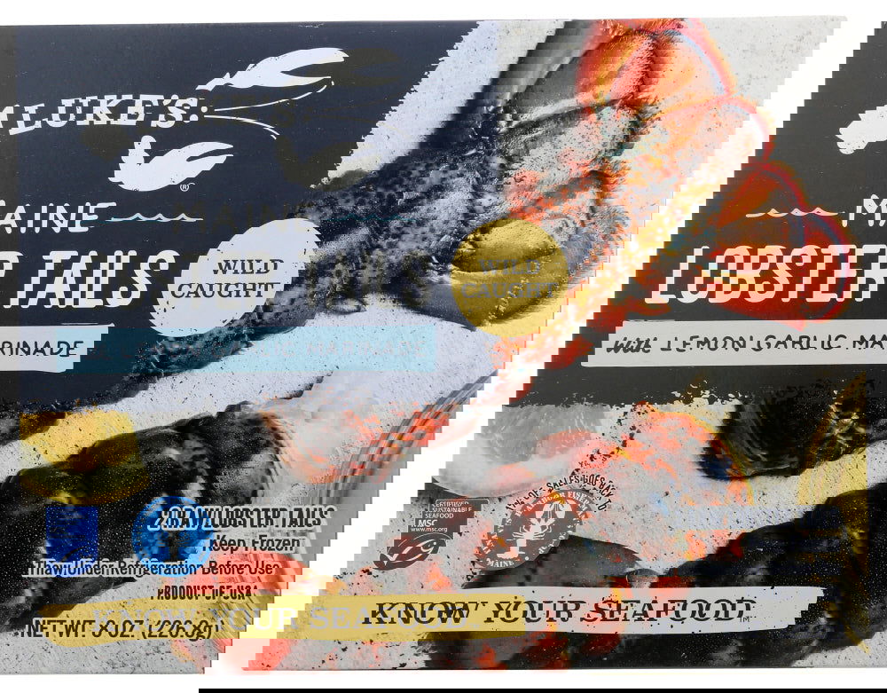 LUKES LOBSTER: Mainie Lobster Tails Lemon Garlic Marinade, 8 oz - #tag1# - #tag2#