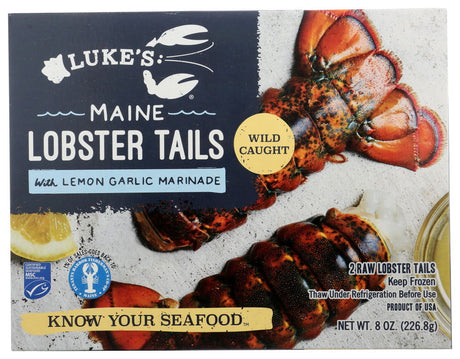 LUKES LOBSTER: Mainie Lobster Tails Lemon Garlic Marinade, 8 oz - #tag1# - #tag2#