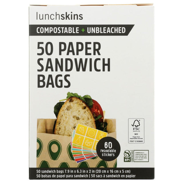 LUNCHSKINS: Paper Sandwich Bag Avocado, 50 ct - #tag1# - #tag2#