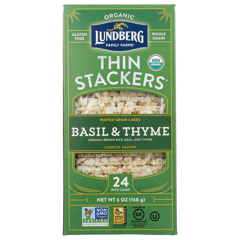 LUNDBERG: Basil And Thyme Thin Stackers, 6 oz - #tag1# - #tag2#