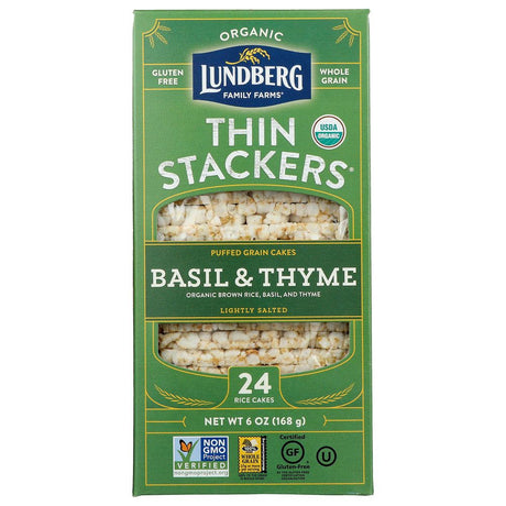 LUNDBERG: Basil And Thyme Thin Stackers, 6 oz - #tag1# - #tag2#