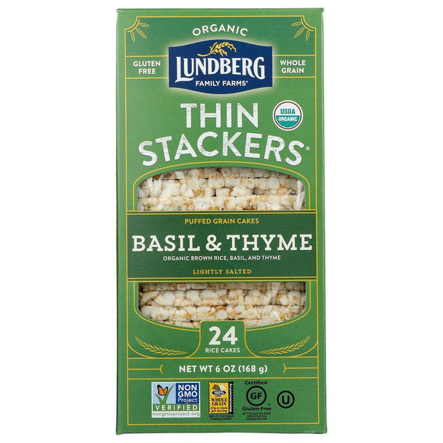 LUNDBERG: Basil And Thyme Thin Stackers, 6 oz - #tag1# - #tag2#