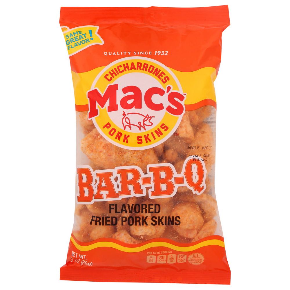 MACS: Bar B Q Flavored Fried Pork Skins, 3 oz - #tag1# - #tag2#