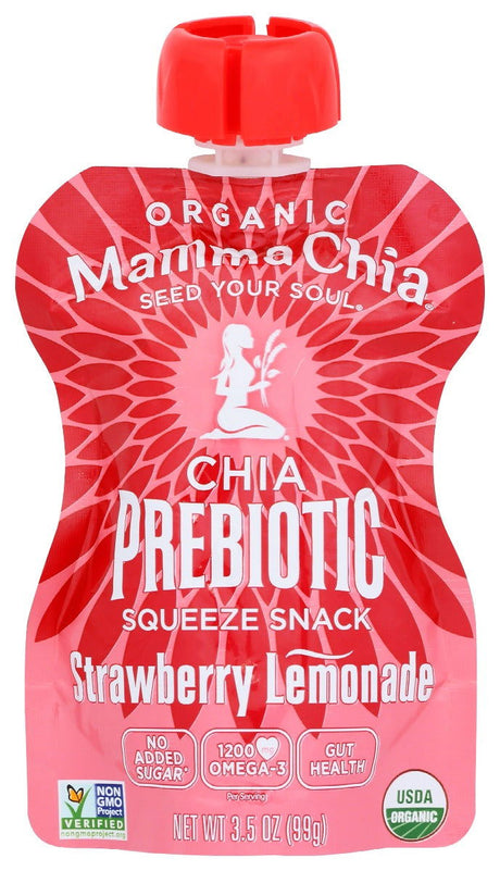 MAMMACHIA: Strawberry Lemonade Organic Chia Prebiotic Squeeze, 3.5 oz - #tag1# - #tag2#