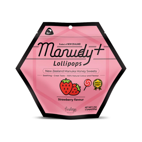MANUDY: Manuka Honey Sweets Lollipops Strawberry Flavour, 1 bg - #tag1# - #tag2#
