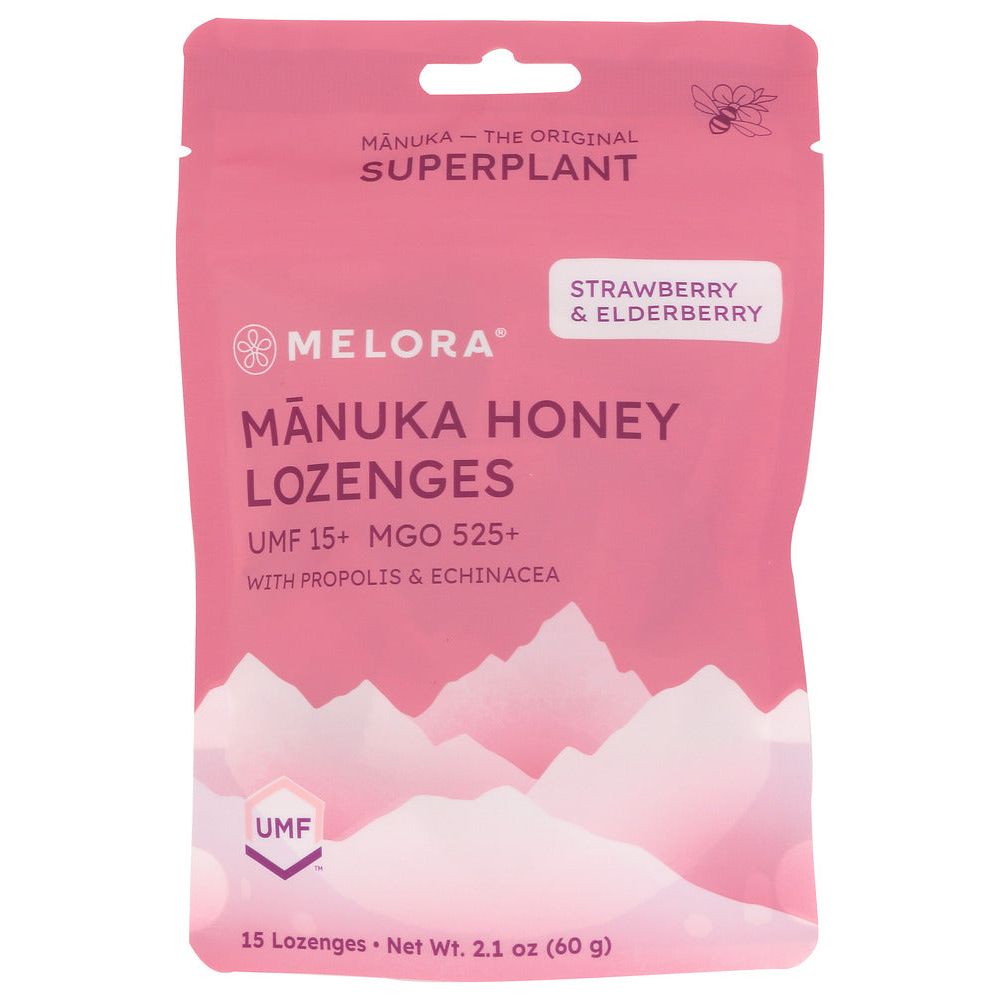 MELORA: Strawberry and Elderberry Manuka Honey Lozenges, 2.1 oz - #tag1# - #tag2#