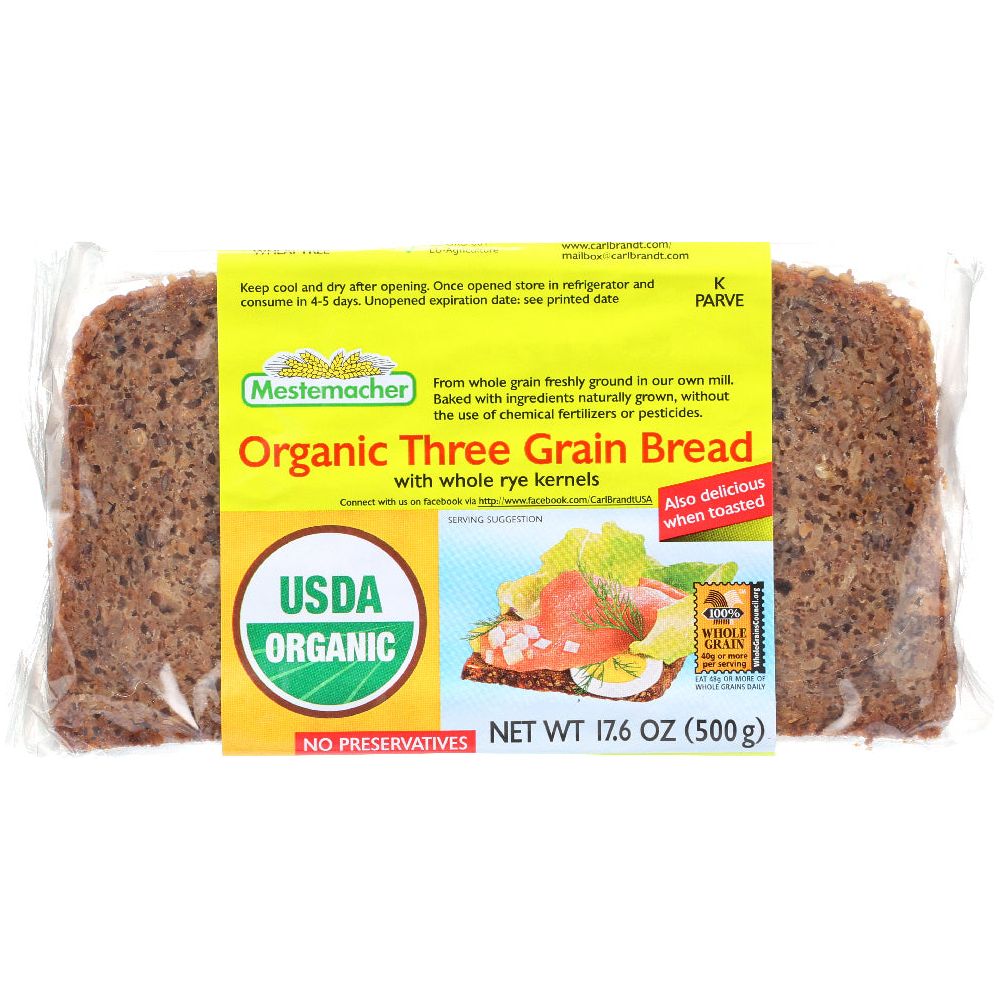 MESTEMACHER: Organic Three Grain Bread, 17.6 oz - #tag1# - #tag2#
