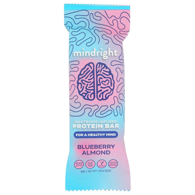MINDRIGHT: Blueberry Almond Protein Bar, 1.76 oz - #tag1# - #tag2#
