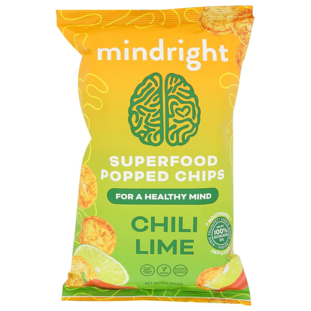 MINDRIGHT: Popped Chip Chili Lime, 4 oz - #tag1# - #tag2#