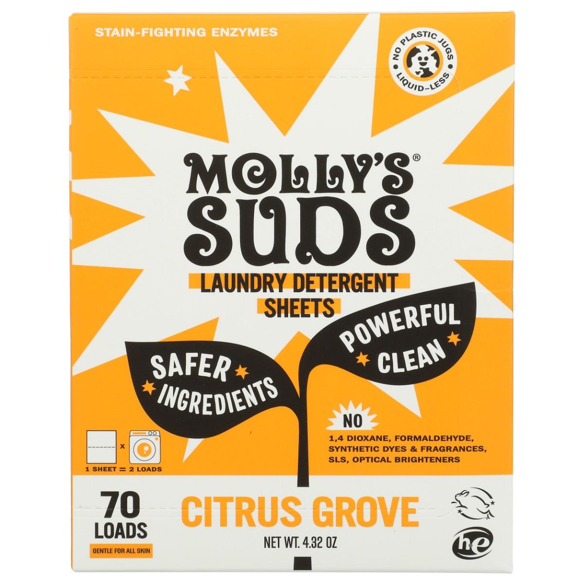 MOLLYS SUDS: Citrus Grove Laundry Detergent Sheets, 4.32 oz - #tag1# - #tag2#