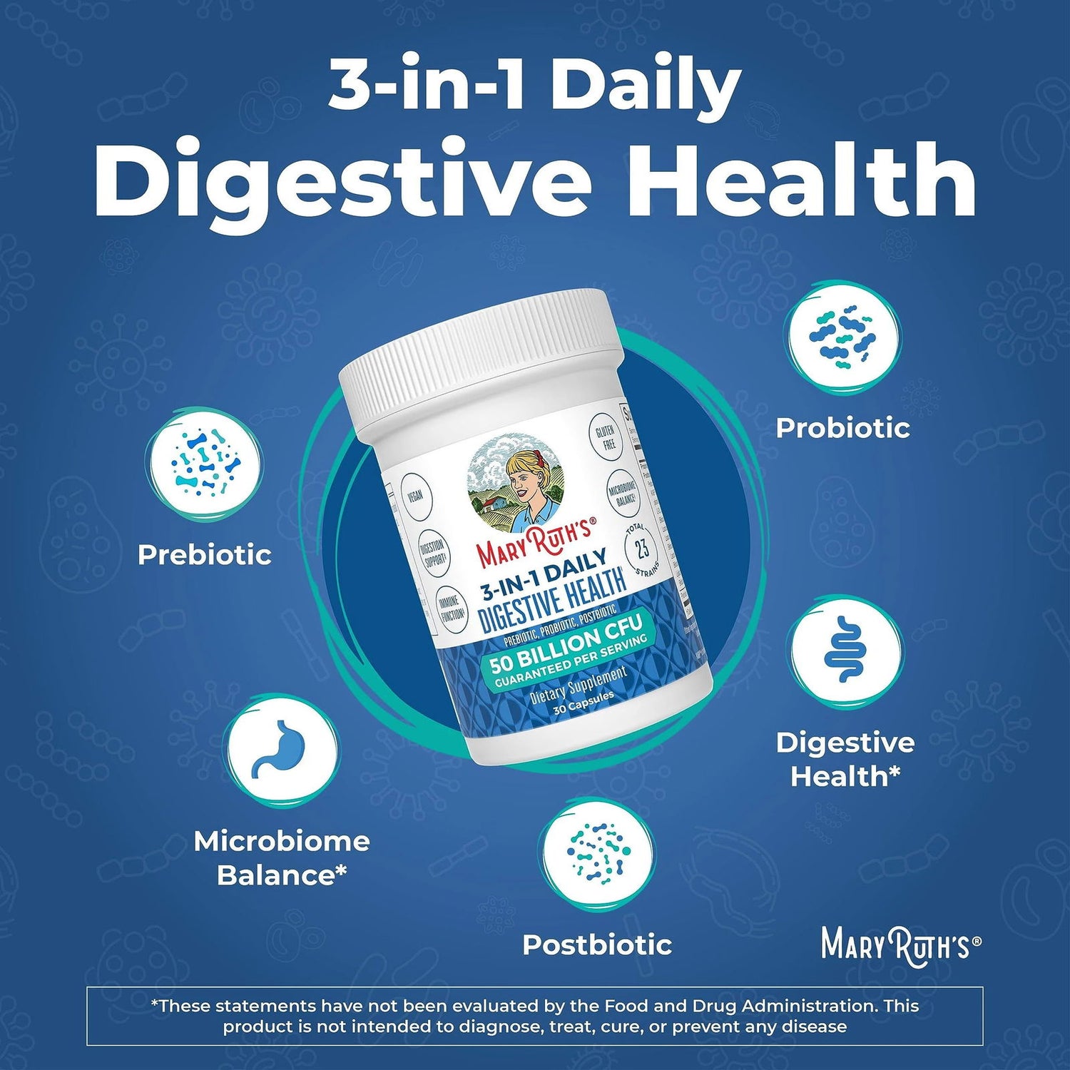 MaryRuth's 3-in-1 Daily Digestive Health Probiotics - 30ct - 50 Billion CFU - Sunshine Co Op. - #tag1# - #tag2# - #tag3# - #tag4#