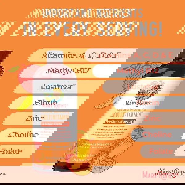 MaryRuth's Liquid Multivitamin Hair Growth - Peach Mango Flavor - 30 FL OZ - Sunshine Co Op. - #tag1# - #tag2# - #tag3# - #tag4#