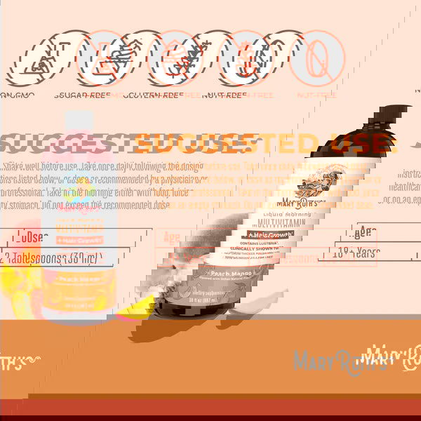 MaryRuth's Liquid Multivitamin Hair Growth - Peach Mango Flavor - 30 FL OZ - Sunshine Co Op. - #tag1# - #tag2# - #tag3# - #tag4#