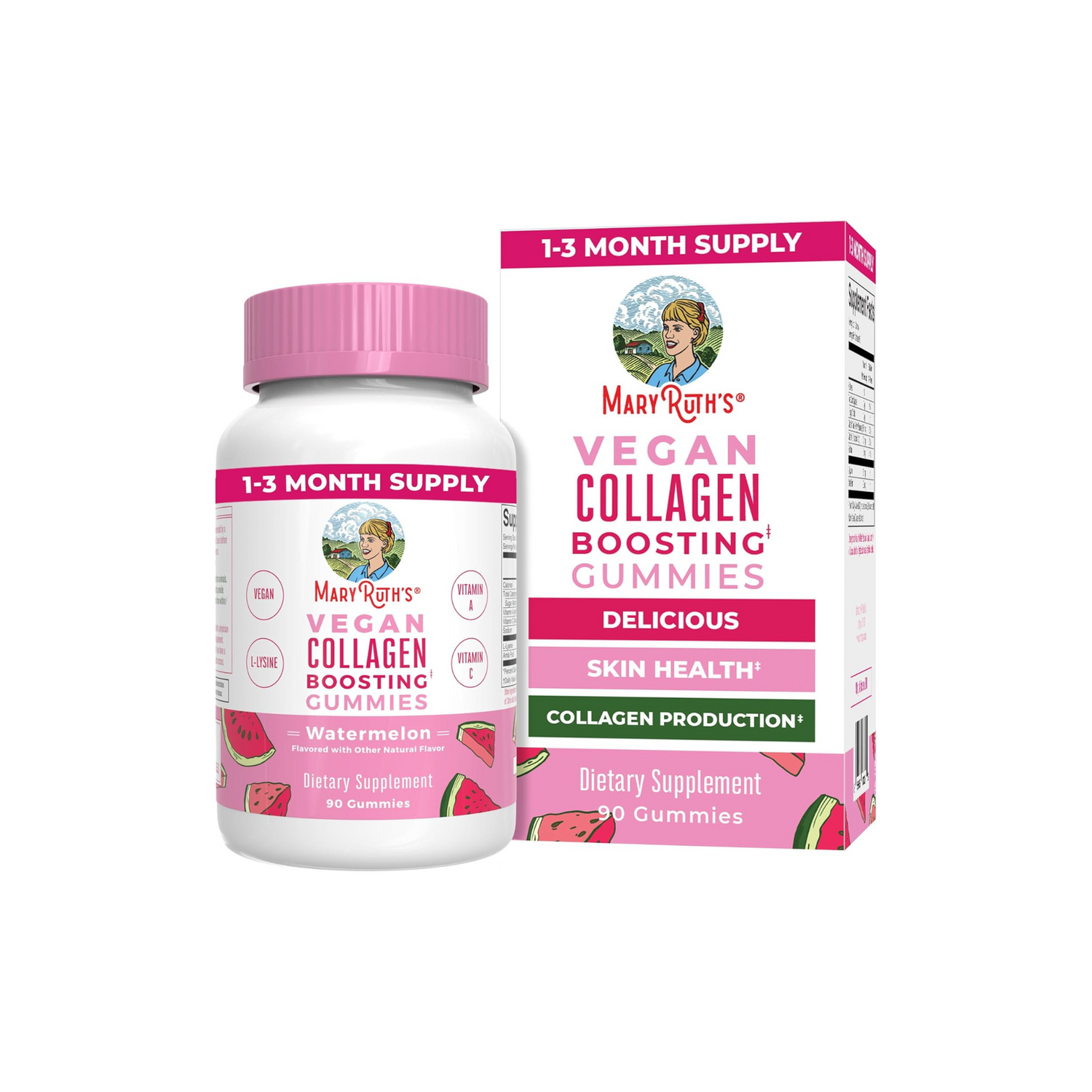 MaryRuth's Vegan Collagen Gummies - Watermelon Flavor - 90 Gummies - Sunshine Co Op. - #tag1# - #tag2# - #tag3# - #tag4#