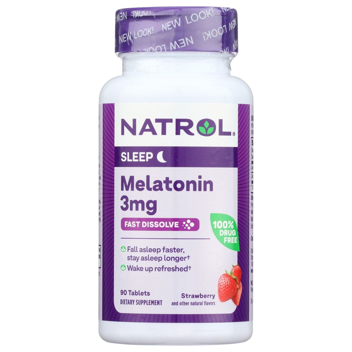 NATROL: Melatonin Fast Dissolve Strawberry Tablets 3mg, 90 tb - #tag1# - #tag2#