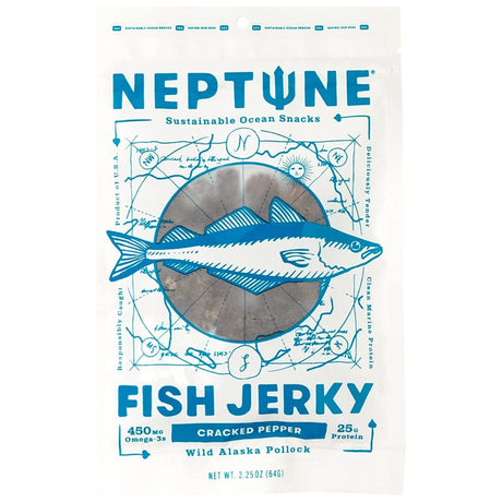 NEPTUNE: Cracked Pepper Wild Alaska Pollock Fish Jerky, 2.25 oz - #tag1# - #tag2#