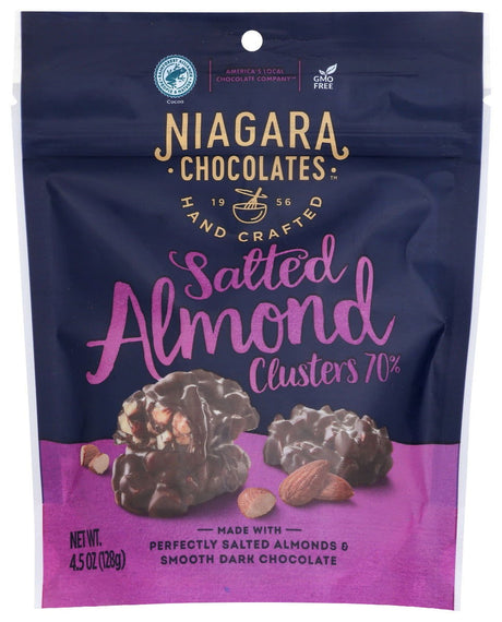 NIAGARA: 70% Dark Chocolate Salted Almond Clusters, 4.5 oz - #tag1# - #tag2#