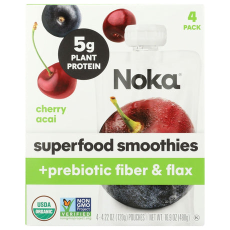 NOKA: Cherry Acai Superfood Smoothie Prebiotic Fiber 4Pk, 16.9 oz - #tag1# - #tag2#