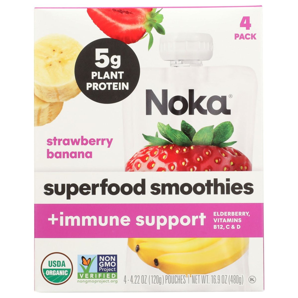 NOKA: Strawberry Banana Superfood Smoothie Immunity Boost, 16.9 oz - #tag1# - #tag2#