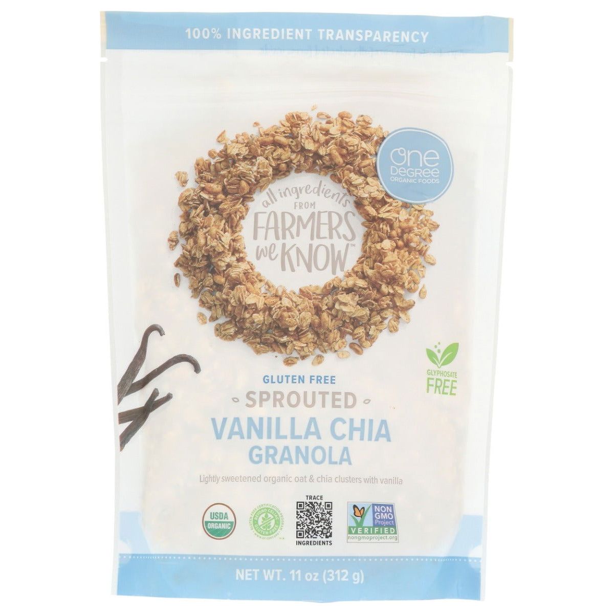 ONE DEGREE: Sprouted Oat Granola Vanilla Chia, 11 oz - Sunshine Co Op. - #tag1# - #tag2# - #tag3# - #tag4#