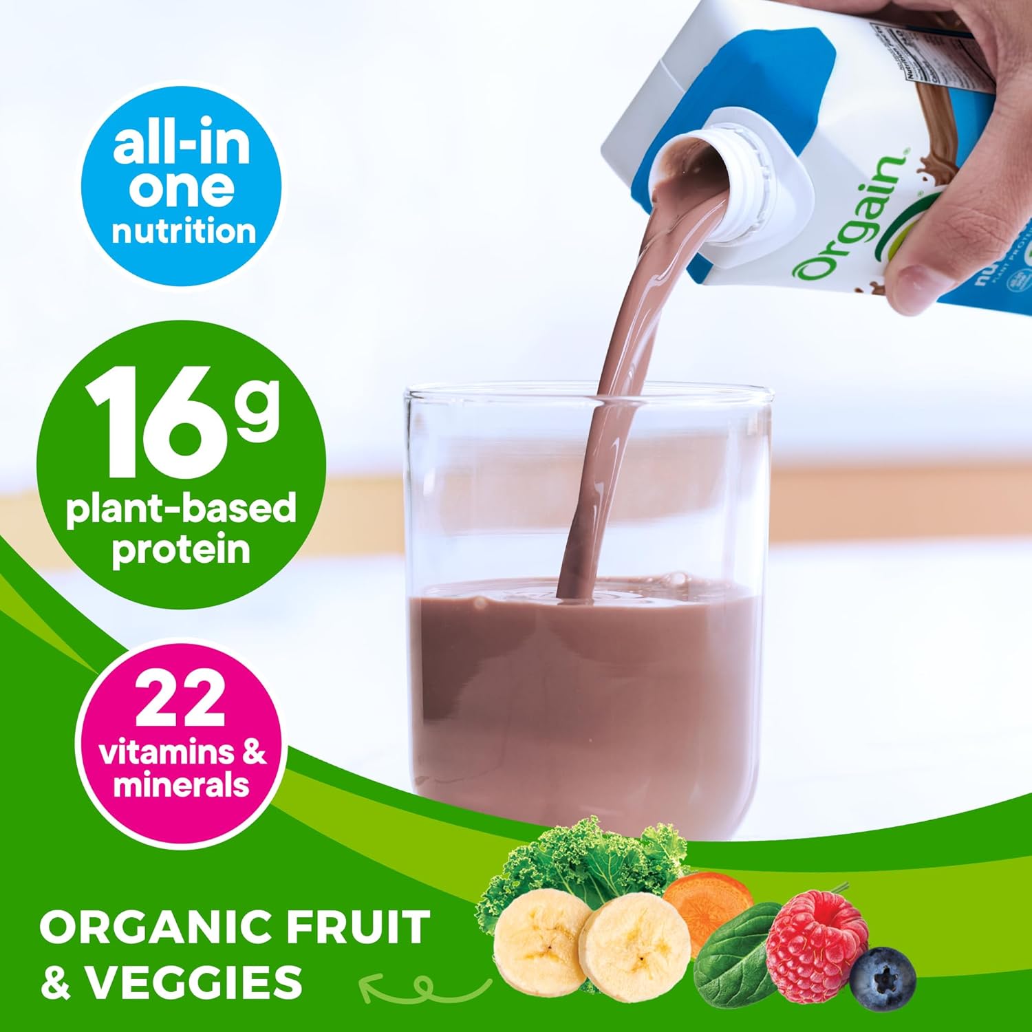 ORGAIN Organic Plant-Based Protein Shake, Smooth Chocolate, 11 Fl Oz X 4PK - Sunshine Co Op. - #tag1# - #tag2# - #tag3# - #tag4#