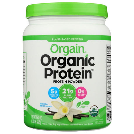 ORGAIN: Organic Protein Plant Based Protein Powder Vanilla Bean, 16.3 oz - Sunshine Co Op. - #tag1# - #tag2# - #tag3# - #tag4#