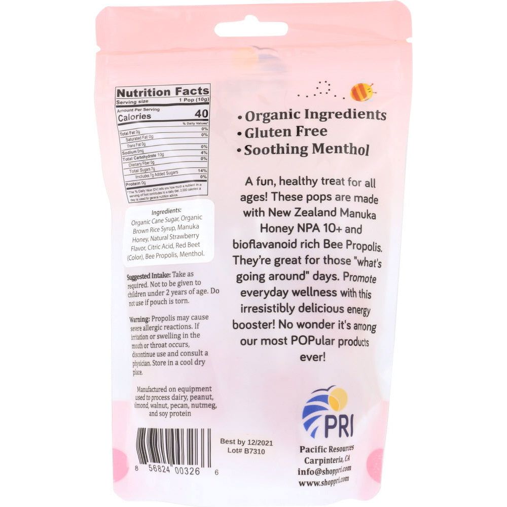 PRI: Lollipop Manuka Honey Strawberry, 12 ct - Sunshine Co Op. - #tag1# - #tag2# - #tag3# - #tag4#