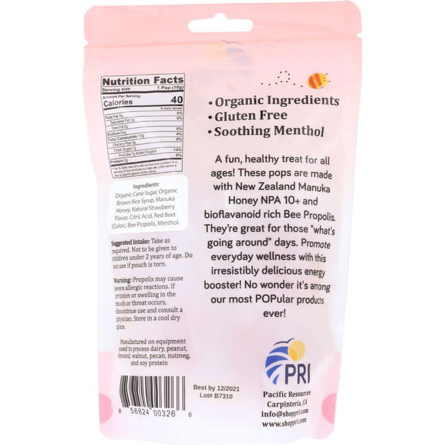 PRI: Lollipop Manuka Honey Strawberry, 12 ct - Sunshine Co Op. - #tag1# - #tag2# - #tag3# - #tag4#