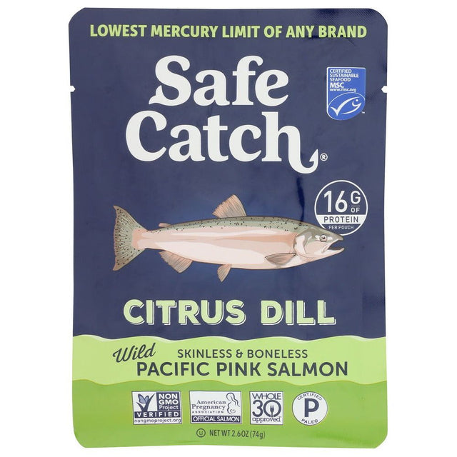 SAFECATCH: Wild Alaska Pink Salmon Citrus Dill, 2.6 oz - Sunshine Co Op. - #tag1# - #tag2# - #tag3# - #tag4#