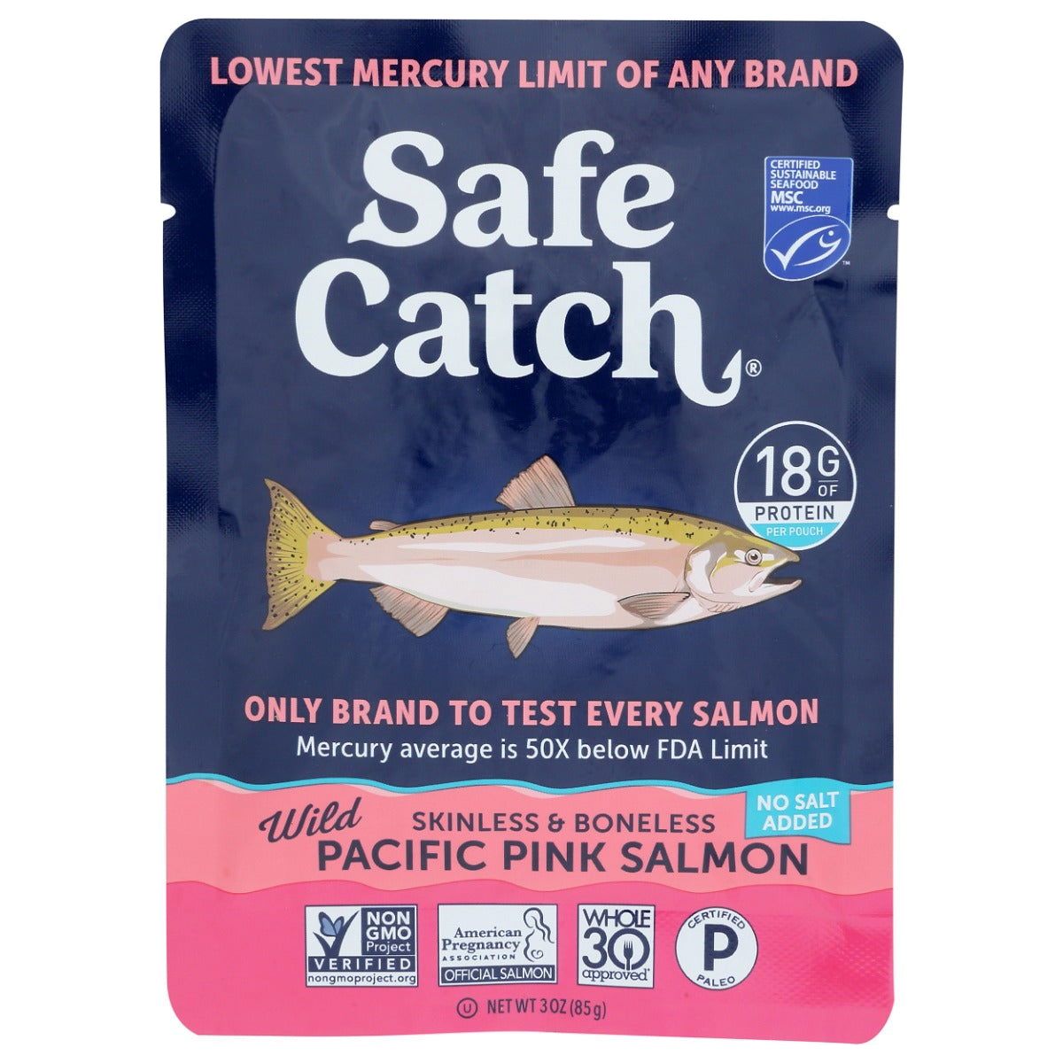 SAFECATCH: Wild Pacific Pink Salmon No Salt Added Pouch, 3 oz - Sunshine Co Op. - #tag1# - #tag2# - #tag3# - #tag4#