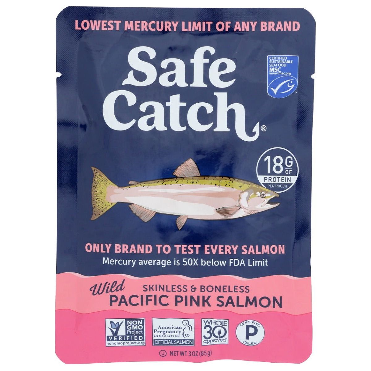 SAFECATCH: Wild Pacific Pink Salmon Pouch, 3 oz - Sunshine Co Op. - #tag1# - #tag2# - #tag3# - #tag4#