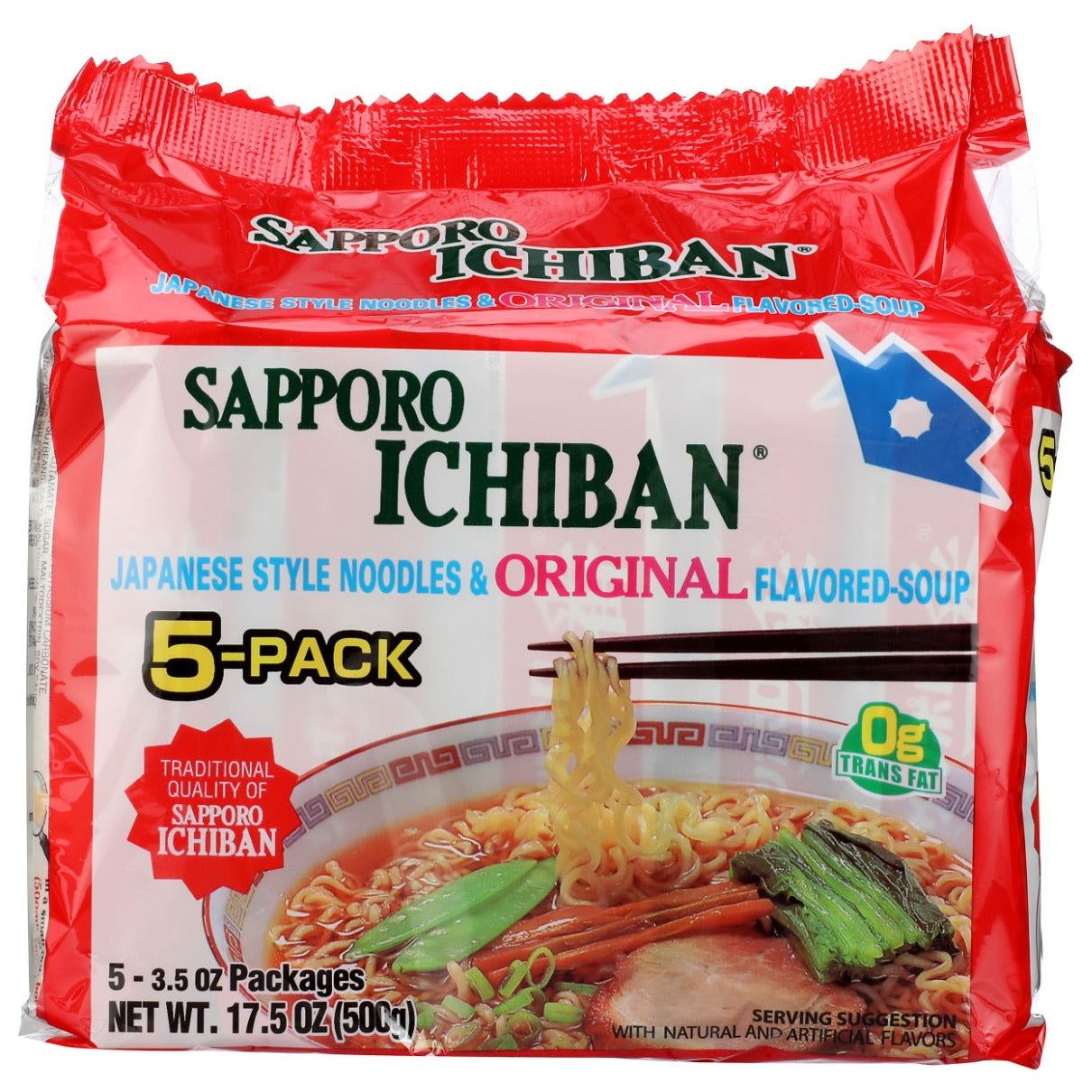 SAPPORO ICHIBAN: Ramen Original Flavor Pack of 5, 17.5 oz - Sunshine Co Op. - #tag1# - #tag2# - #tag3# - #tag4#