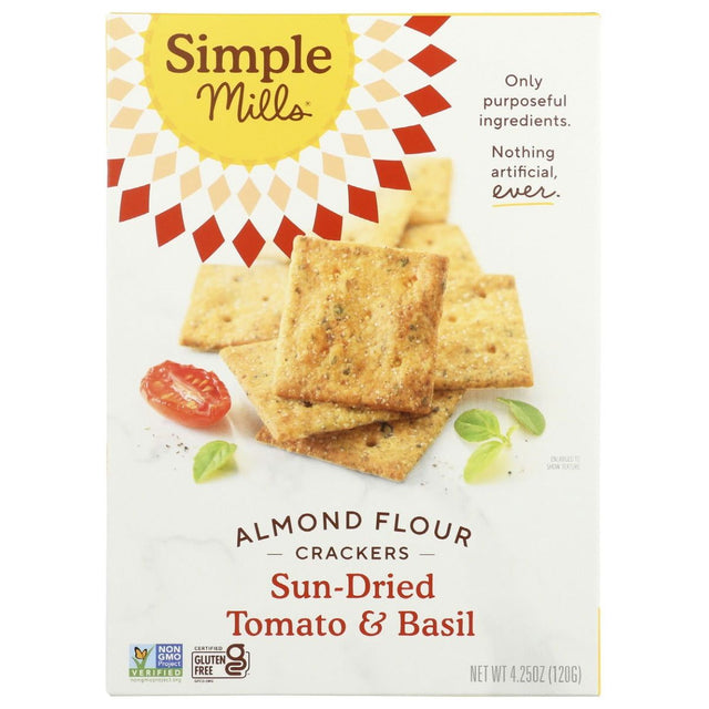 SIMPLE MILLS: Sun Dried Tomato and Basil Almond Flour Crackers, 4.25 oz - Sunshine Co Op. - #tag1# - #tag2# - #tag3# - #tag4#