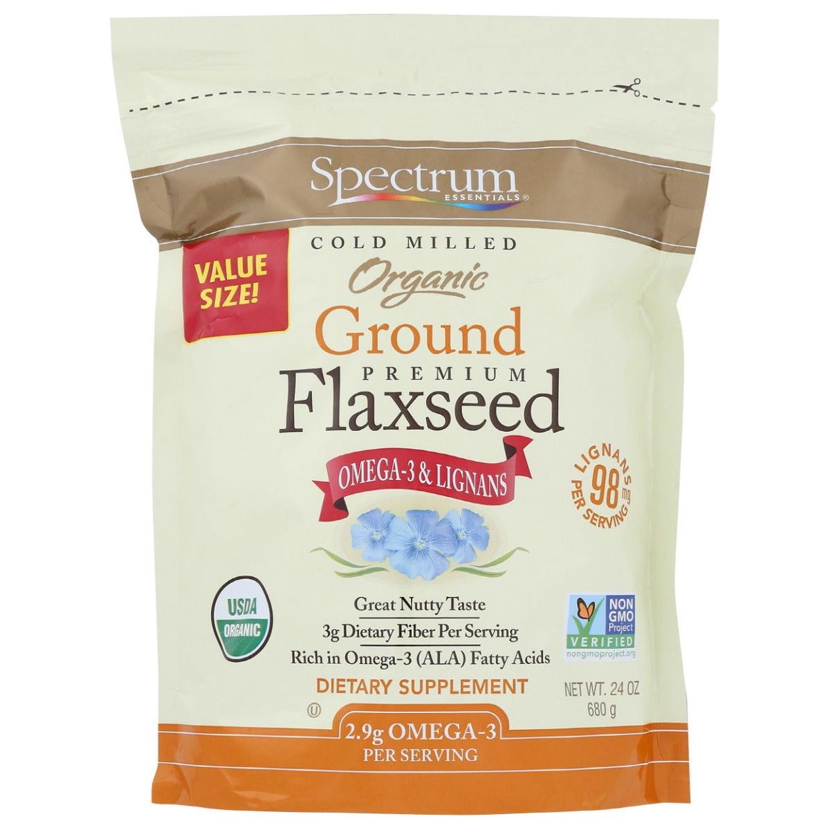 SPECTRUM ESSENTIAL: Organic Ground Flaxseed, 24 oz - Sunshine Co Op. - #tag1# - #tag2# - #tag3# - #tag4#