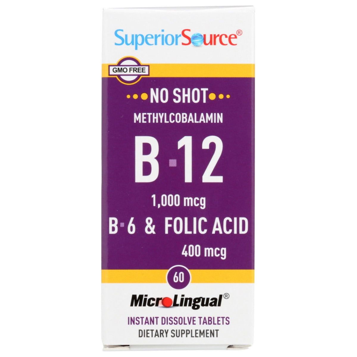 SUPERIOR SOURCE: No Shot Methlycobalamin B12 B6 Folic Acid, 60 tb - Sunshine Co Op. - #tag1# - #tag2# - #tag3# - #tag4#