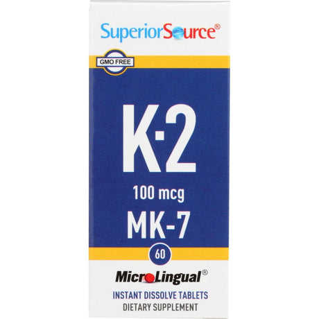 SUPERIOR SOURCE: Vitamin K2 100mcg MK7, 60 tb - Sunshine Co Op. - #tag1# - #tag2# - #tag3# - #tag4#