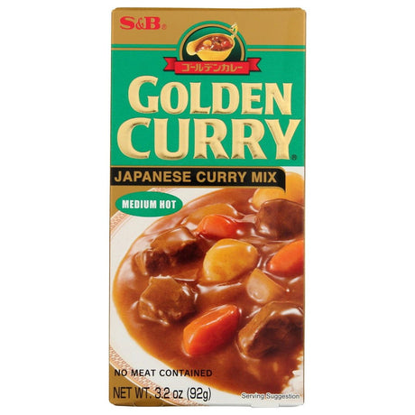 S & B: Golden Curry Mix Medium Hot, 3.2 oz - Sunshine Co Op. - #tag1# - #tag2# - #tag3# - #tag4#