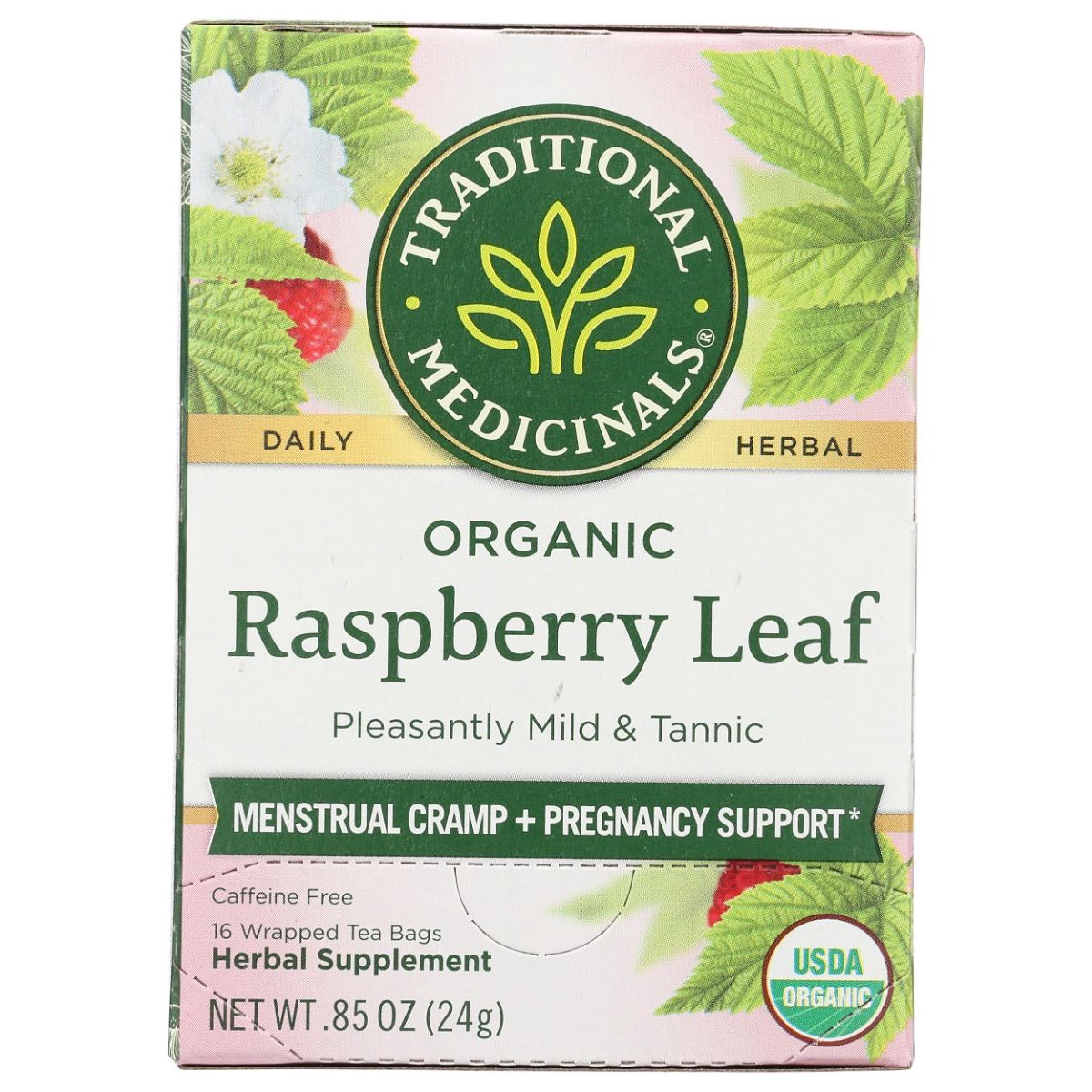 TRADITIONAL MEDICINALS: Organic Raspberry Leaf Caffeine Free Herbal Tea 16 Tea Bags, 0.85 oz - Sunshine Co Op. - #tag1# - #tag2# - #tag3# - #tag4#