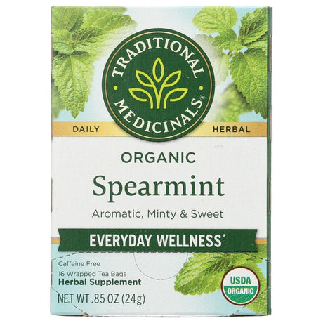 TRADITIONAL MEDICINALS: Organic Spearmint Caffeine Free Herbal Tea 16 Tea Bags, 0.85 oz - Sunshine Co Op. - #tag1# - #tag2# - #tag3# - #tag4#