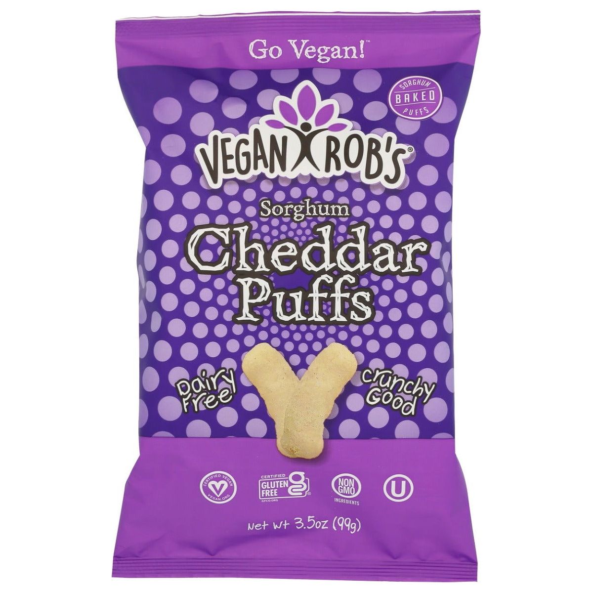 VEGANROBS: Dairy Free Sorghum Cheddar Puffs, 3.5 oz - Sunshine Co Op. - #tag1# - #tag2# - #tag3# - #tag4#